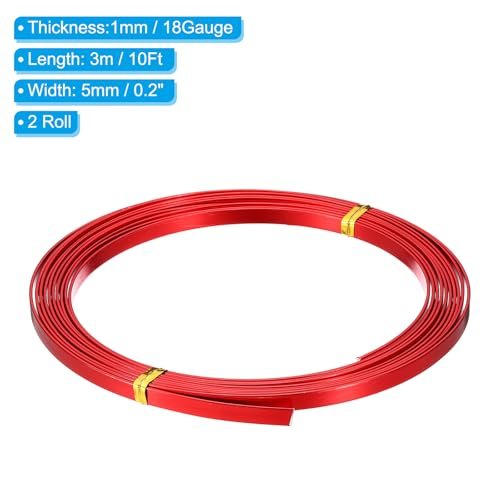 18 Gauge 5mm Wide Aluminum Flat Wire 10Ft 2Roll Bendable Craft view 2