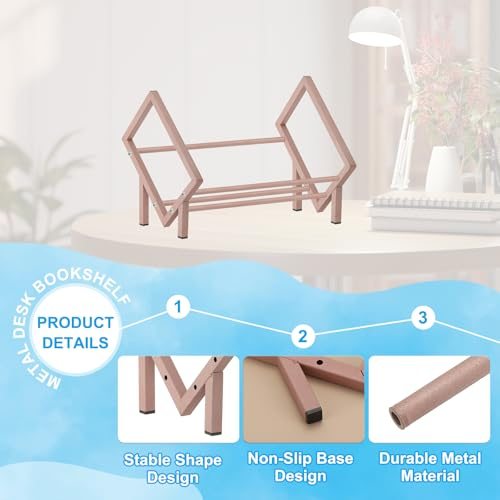 19.7" Tabletop Bookshelf Desktop Bookshelf Small Stainless Steel view 3