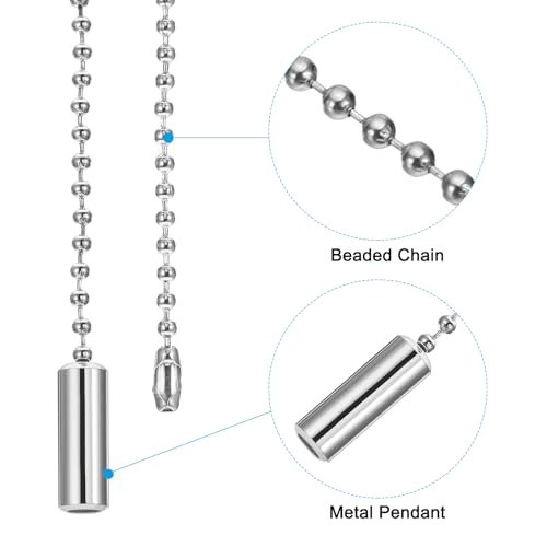 1M 3.3ft Ceiling Fan Pull Chain, 4 Pcs Beaded Pulls Cord Extender view 3