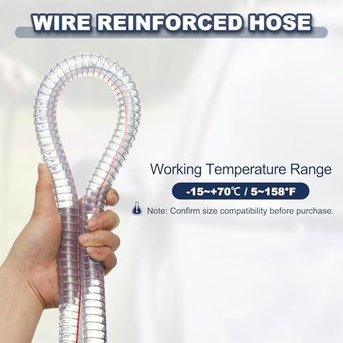2-1/4" ID Wire Reinforced Hose 3.3 Ft PVC Vinyl Suction Tubing, High view 3