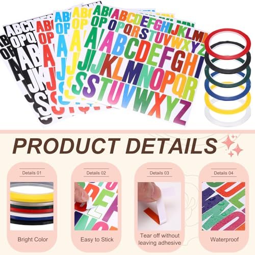 2+1" Letter Stickers w/ 6Roll 1/8" 164ft Whiteboard Tape view 3