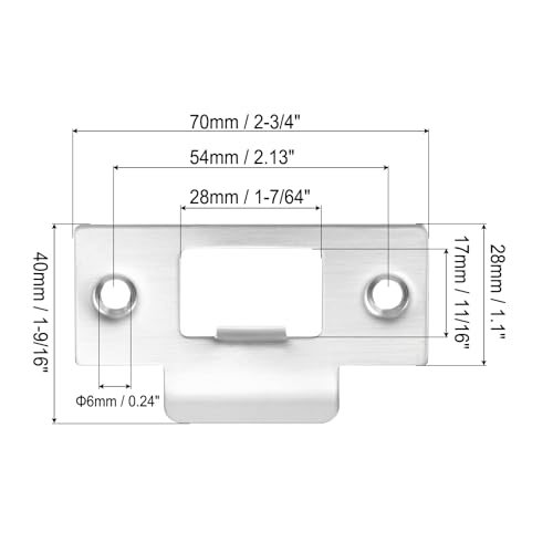2-3/4" Door Lock Strike Plate, 2 Pcs Stainless T Strike Deadbolt Strike view 2
