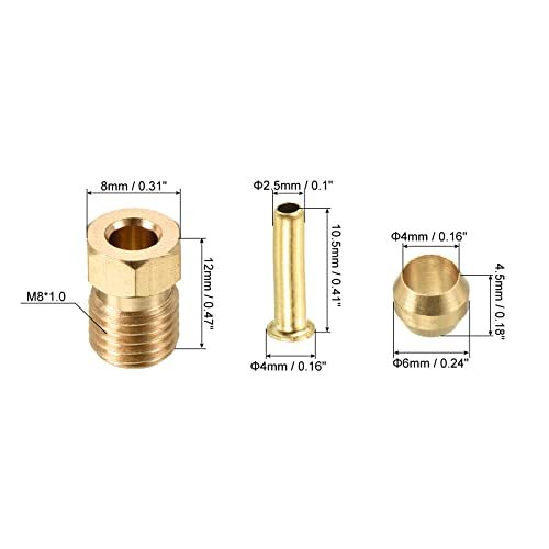 2.5mm ID 4mm OD Tube Brass Compression Assortment Kit 1 Set, Sleeve view 2