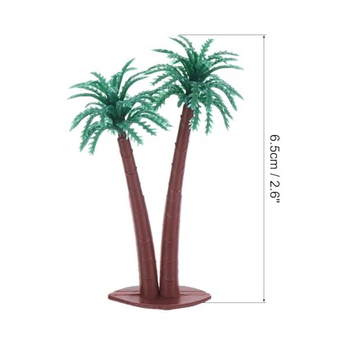2.6" Miniature Coconut Palm Tree Mini Tree Decor, Dark Green Micro Plant view 2