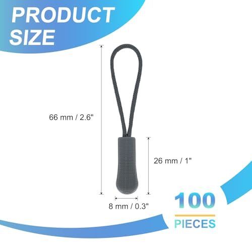 2.6" Zipper Pulls, 100Pcs Nylon Cord Tab view 2