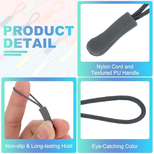 2.6" Zipper Pulls, 100Pcs Nylon Cord Tab view 4