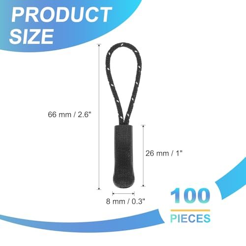 2.6" Zipper Pulls, 100Pcs Nylon Cord Tab view 2