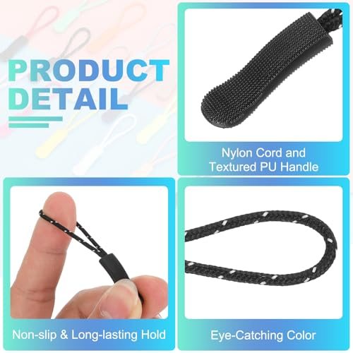 2.6" Zipper Pulls, 100Pcs Nylon Cord Tab view 4