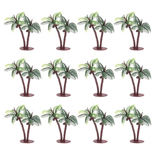 2.8" Miniature Plastic Coconut Palm Tree, 12 Pack Mini Tree Decor Micro — PATIKIL