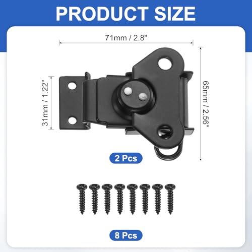 2.8x2.56" Spring Loaded Butterfly Twist Latch Steel, Twist Latch & Keeper view 2