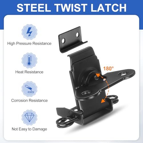 2.8x2.56" Spring Loaded Butterfly Twist Latch Steel, Twist Latch & Keeper view 4