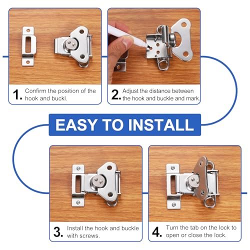 2.8x2.56" Spring Loaded Butterfly Twist Latch Steel, Twist Latch & Keeper view 5
