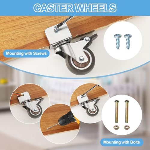 2" Caster Wheel Swivel Caster w/ Break 0.6" U Bracket Opening 4Pcs, 55 Lb view 4
