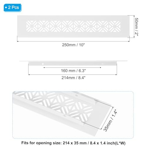 2 Inch Door Air Vent Cover, 2 Pcs Heavy Duty Aluminum Grille Ventilation view 2
