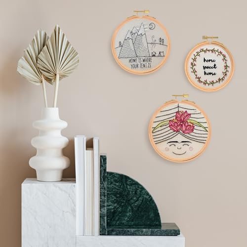 2 Pieces 4 Inch Embroidery Hoops Round Adjustable Beach Wood Circle Cross view 5