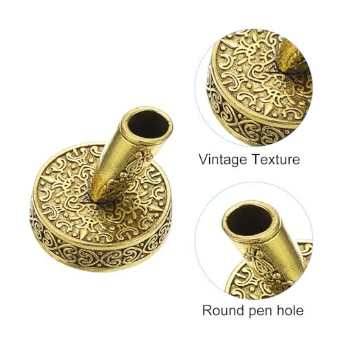 2 Pieces Vintage Round Metal Pen Holder, Insertion Pen Stand Desktop Pens view 4