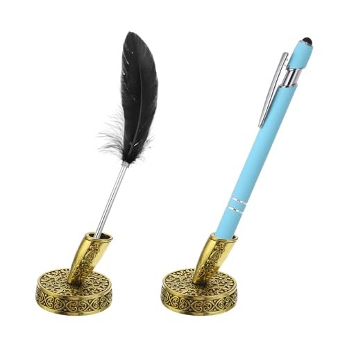 2 Pieces Vintage Round Metal Pen Holder, Insertion Pen Stand Desktop Pens view 5