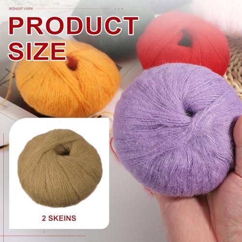 2 Skeins Mohair Yarn, Soft Yarn Faux Mohair Fuzzy, Fur Fine Fluffy Yarns view 2