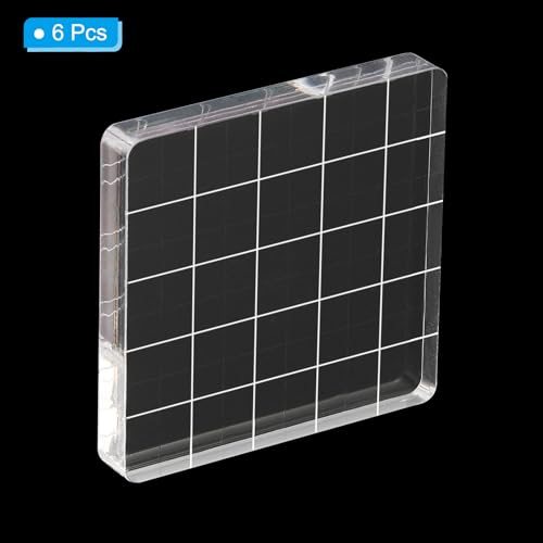 2"x2" Acrylic Stamp Block, 6Pcs Clear Stamping Block view 3