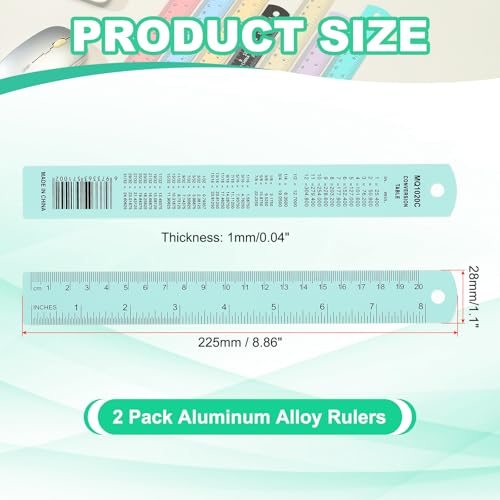 20cm, 8" Metal Ruler, 2 Pack Aluminum Alloy Rulers view 2