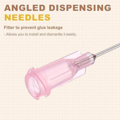 20Ga Angled Dispensing Needles, 25Pcs 1.5Inch Blunt Tip, Pink view 3