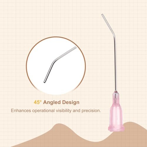 20Ga Angled Dispensing Needles, 25Pcs 1.5Inch Blunt Tip, Pink view 4