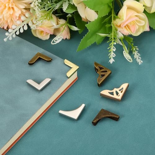 20mm Metal Book Corners Protector 150pcs Photo Corners Retro, Bronze view 5
