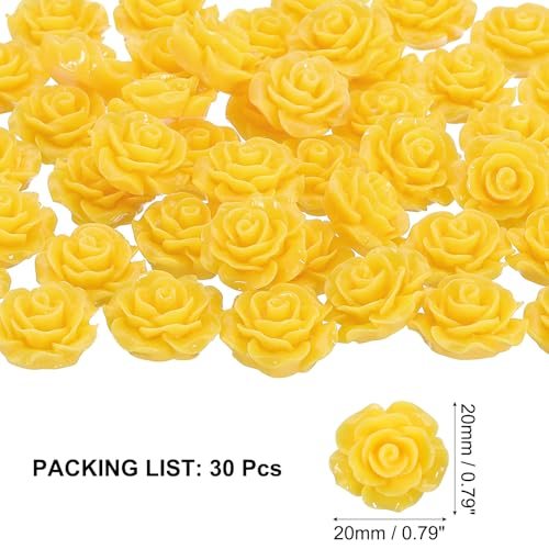 20mm Rose Flower Resin Cabochon, 30 Pcs Mini Rose Flower Flatback Resin view 2