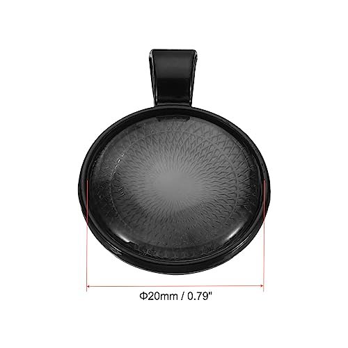20mm Round Black Zinc Alloy & Glass Photo Pendant Trays view 2