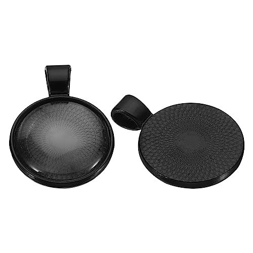 20mm Round Black Zinc Alloy & Glass Photo Pendant Trays view 4