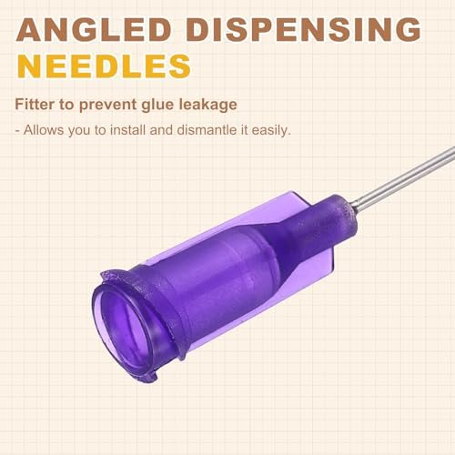 21Ga Angled Dispensing Needles 66Pcs 0.5" w/Luer Lock Needle Purple view 3