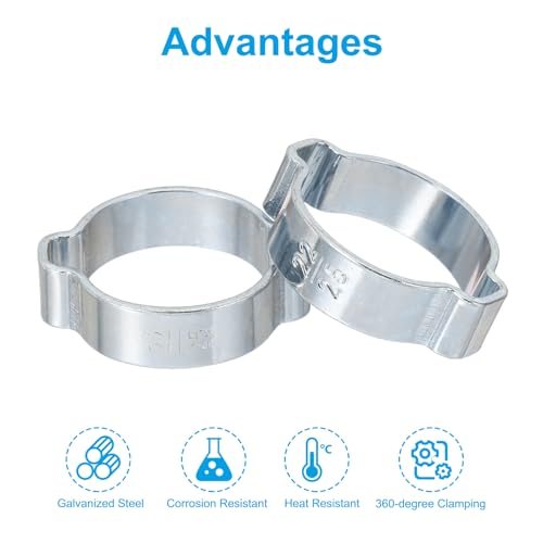 22-25mm Double Ear Hose Clamp Galvanized Steel O Clip Crimp, Rings view 4