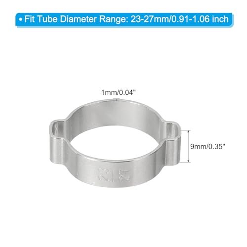 23-27mm Double Ear Hose Clamp 304 Stainless Steel O Clip, Crimp Rings view 2