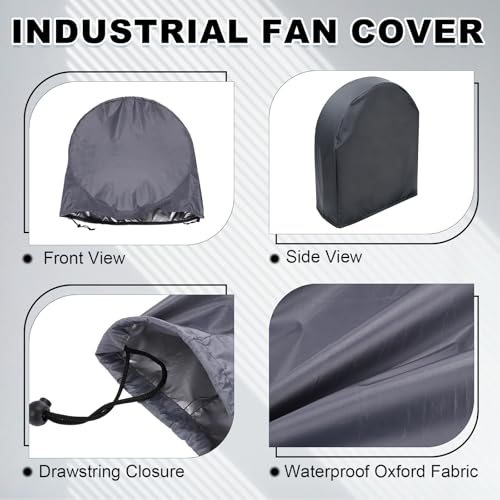 24.02x7.48x24.02 Inch Outdoor Industrial Fan Cover Grey, Fan Cover view 3