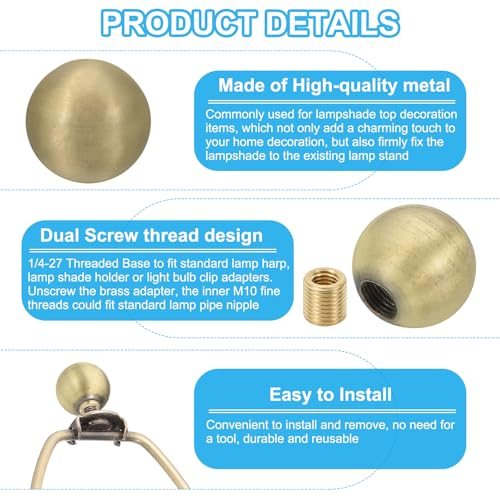 25mm Ball Lamp Finials Caps Knob, 1 Set Solid Lamp Shade Top Decoration view 4