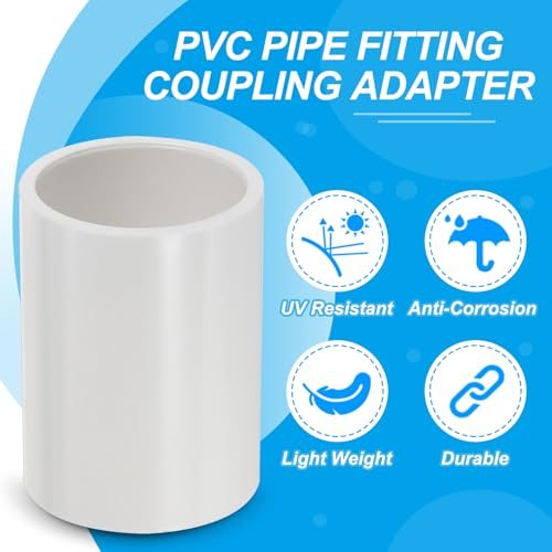 25mm PVC Pipe Fitting Coupling Adapter, 6 Pack Pipe Connector, White view 3
