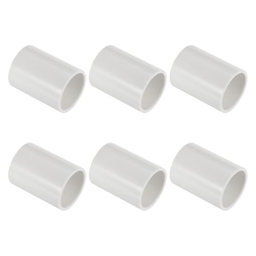 25mm PVC Pipe Fitting Coupling Adapter, 6 Pack Pipe Connector, White — PATIKIL