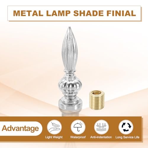25x80mm Lamp Shade Finial, 2 Pcs Lamp Finials Caps Knob M10x1mm Threaded view 3