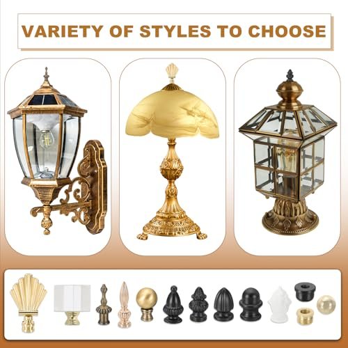 25x80mm Lamp Shade Finial, 2 Pcs Lamp Finials Caps Knob M10x1mm Threaded view 5