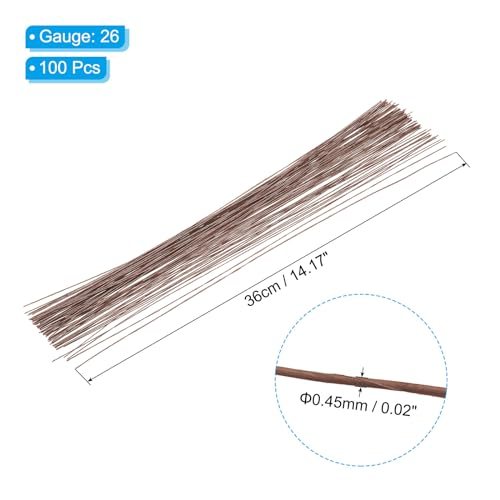 26 Gauge 14" Floral Stem Wire, 100 Pcs Paper Wrapped Iron Artificial view 2