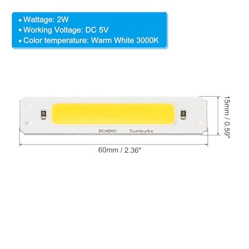 2W DC 5V LED Chip Bulb, Aluminum COB Lamps Bulb Warm White Light 3000K view 2