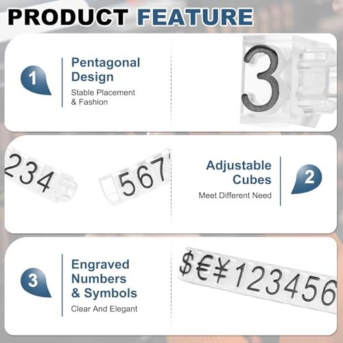 2x0.2" Price Tag Cube 10Set Plastic Adjustable Counter Stand Label view 3