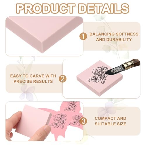 2X2" Rubber Carving Blocks, Soft Linoleum Art Carving Block Square Crafts view 3