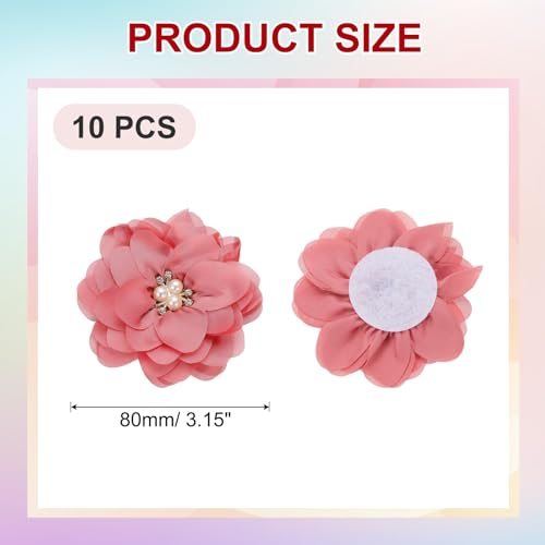 3.15in Chiffon Flowers, 10 Pcs Fabric Pearl Large Camellia, Flowers view 2
