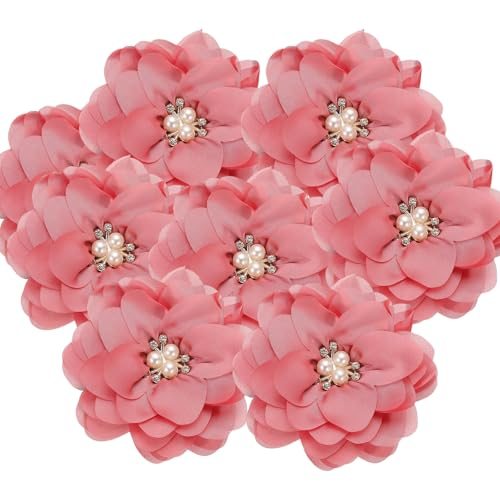 3.15in Chiffon Flowers, 10 Pcs Fabric Pearl Large Camellia, Flowers — PATIKIL