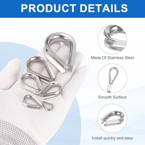 3/16" (5mm) Wire Rope Thimble M5 Cable Thimbles Rigging 14 Pcs view 3
