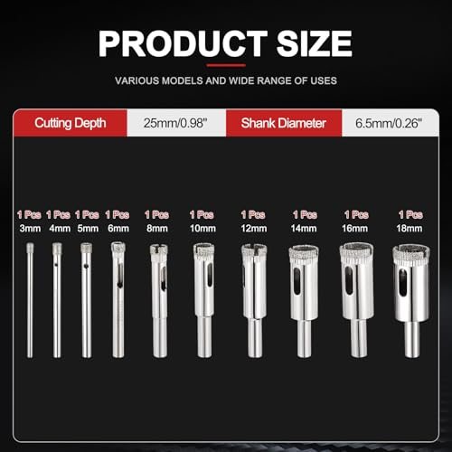 3-18mm Glass Diamond Hole Saw Set 1/8" view 2