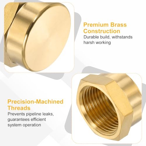 3/4" NPT Female Brass Pipe Fitting Cap Hex Head Tubing Thread, Ends Cap view 3