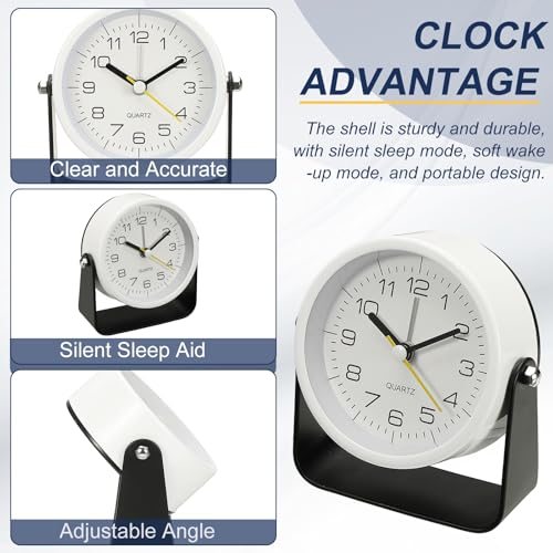 3.4" Small Analog Alarm Clock, Adjustable Angle Small Desk Clock view 4