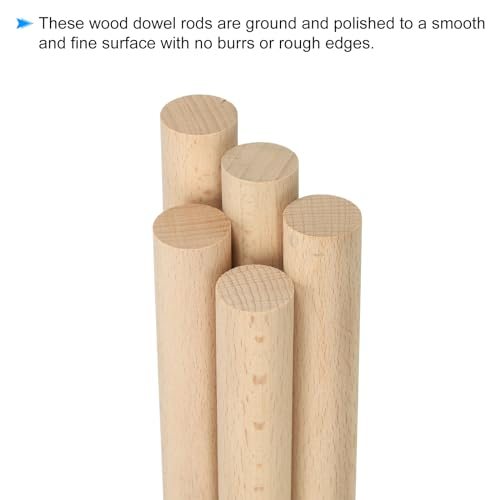 3/4 x 4 Inch Dowel Rods Wood Sticks Unfinished Round Dowels 25pcs, Wooden view 3
